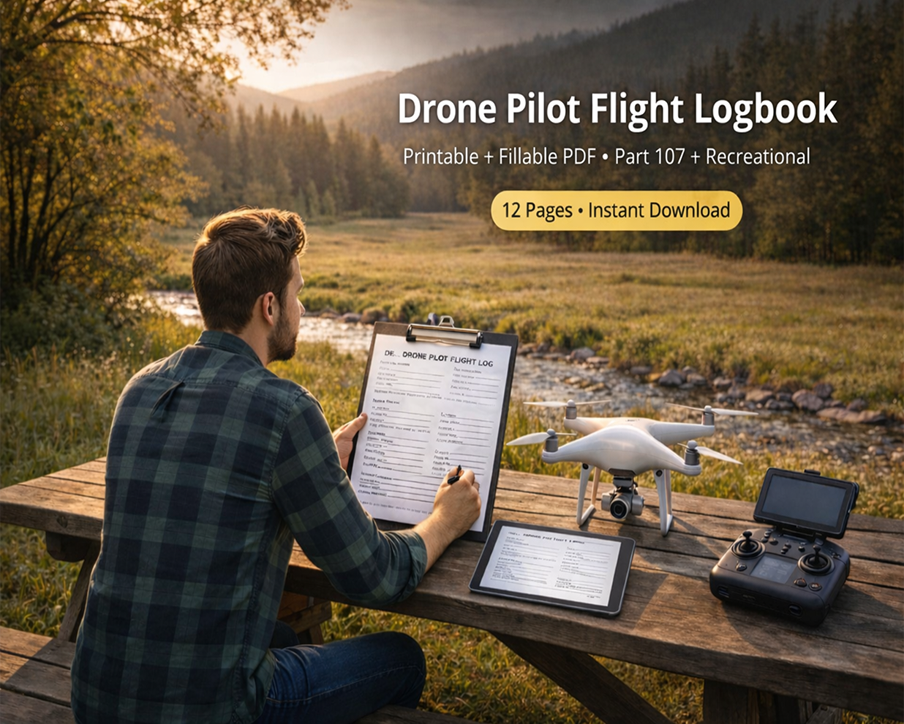 Drone Pilot Flight Logbook (Fillable PDF) Recreational & Part 107 product image