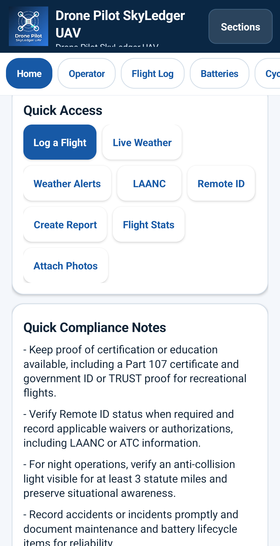 Drone Pilot SkyLedger UAV App, Android Flight Logbook, Remote ID, LAANC, Weather - Personal Use preview 3