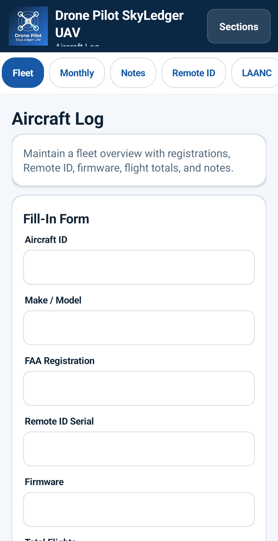 Drone Pilot SkyLedger UAV App, Android Flight Logbook, Remote ID, LAANC, Weather - Personal Use preview 6