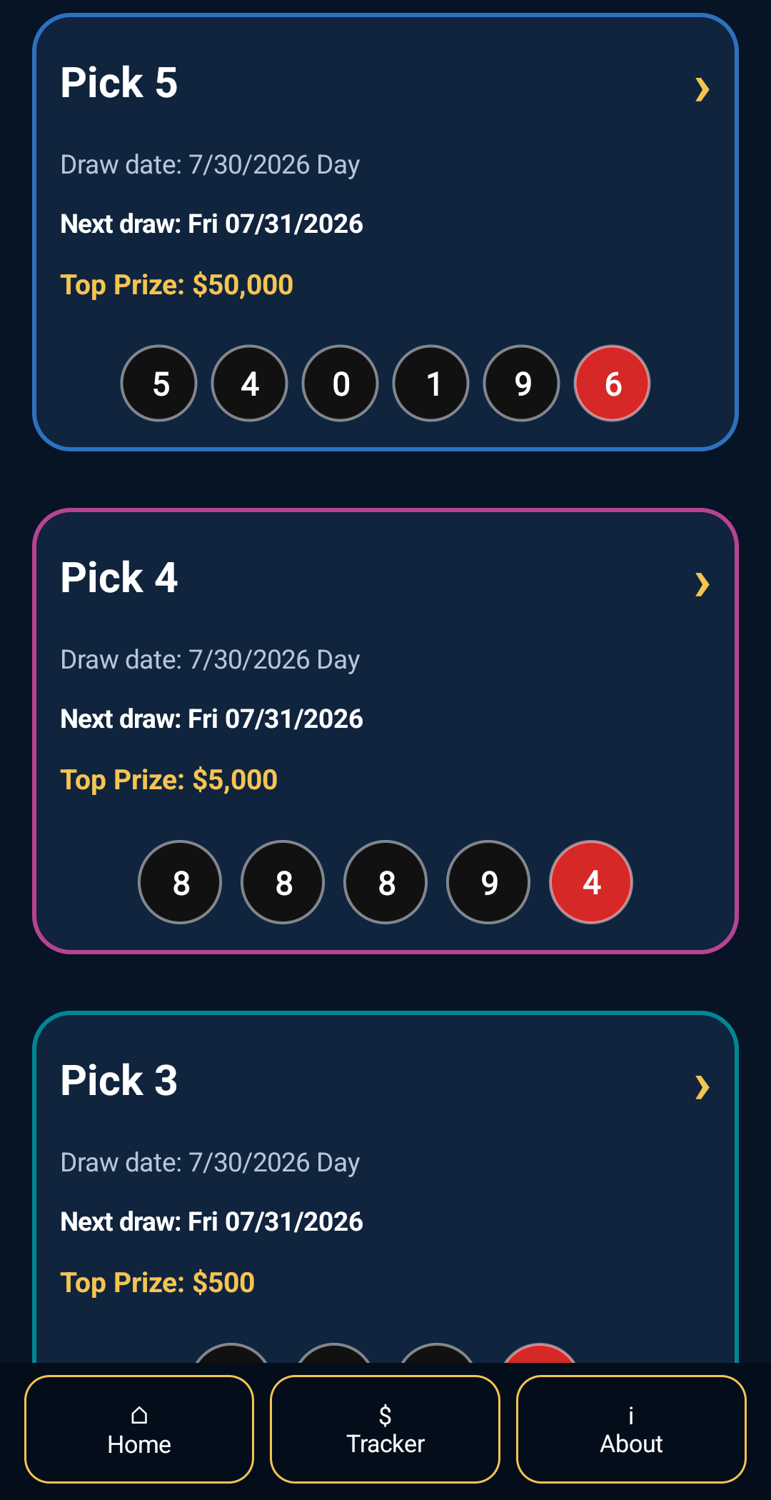 Lotto Picker, Powerball, Mega Millions, Cash for Life (Android App) preview 6