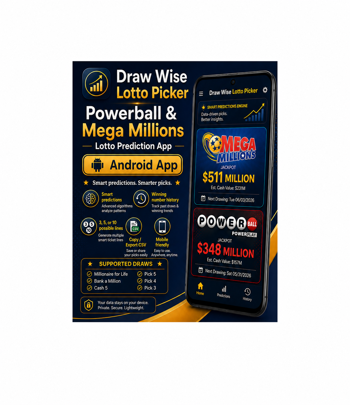 Lotto Picker, Powerball, Mega Millions, Cash for Life (Android App) preview 4