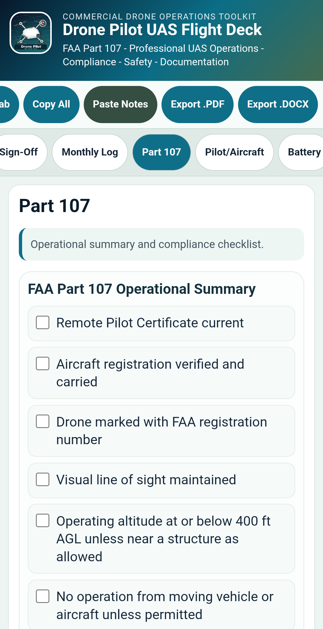 Drone Pilot UAS Flight Deck – Professional Android App for Commercial Drone Pilots preview 15