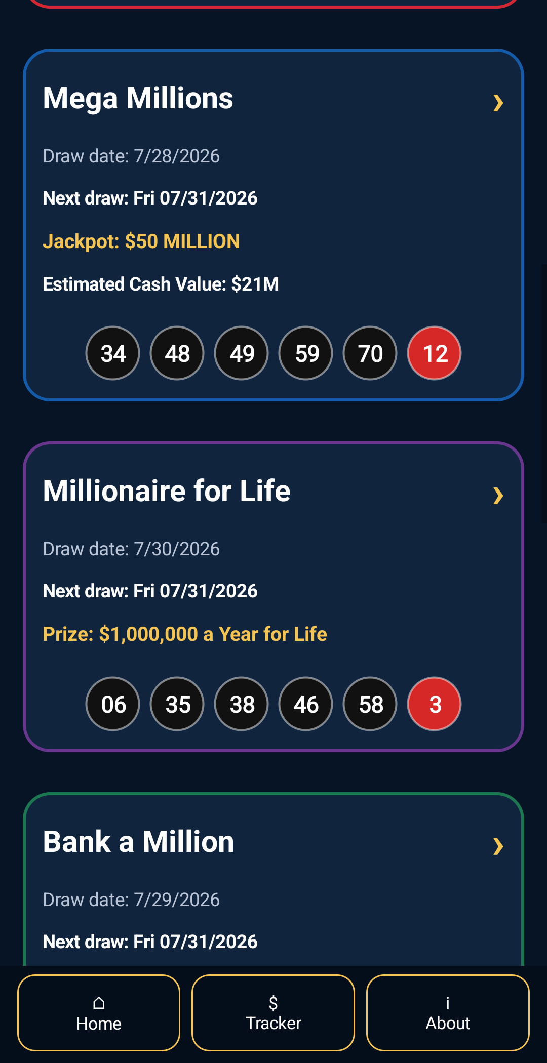 Lotto Picker, Powerball, Mega Millions, Cash for Life (Android App) preview 3