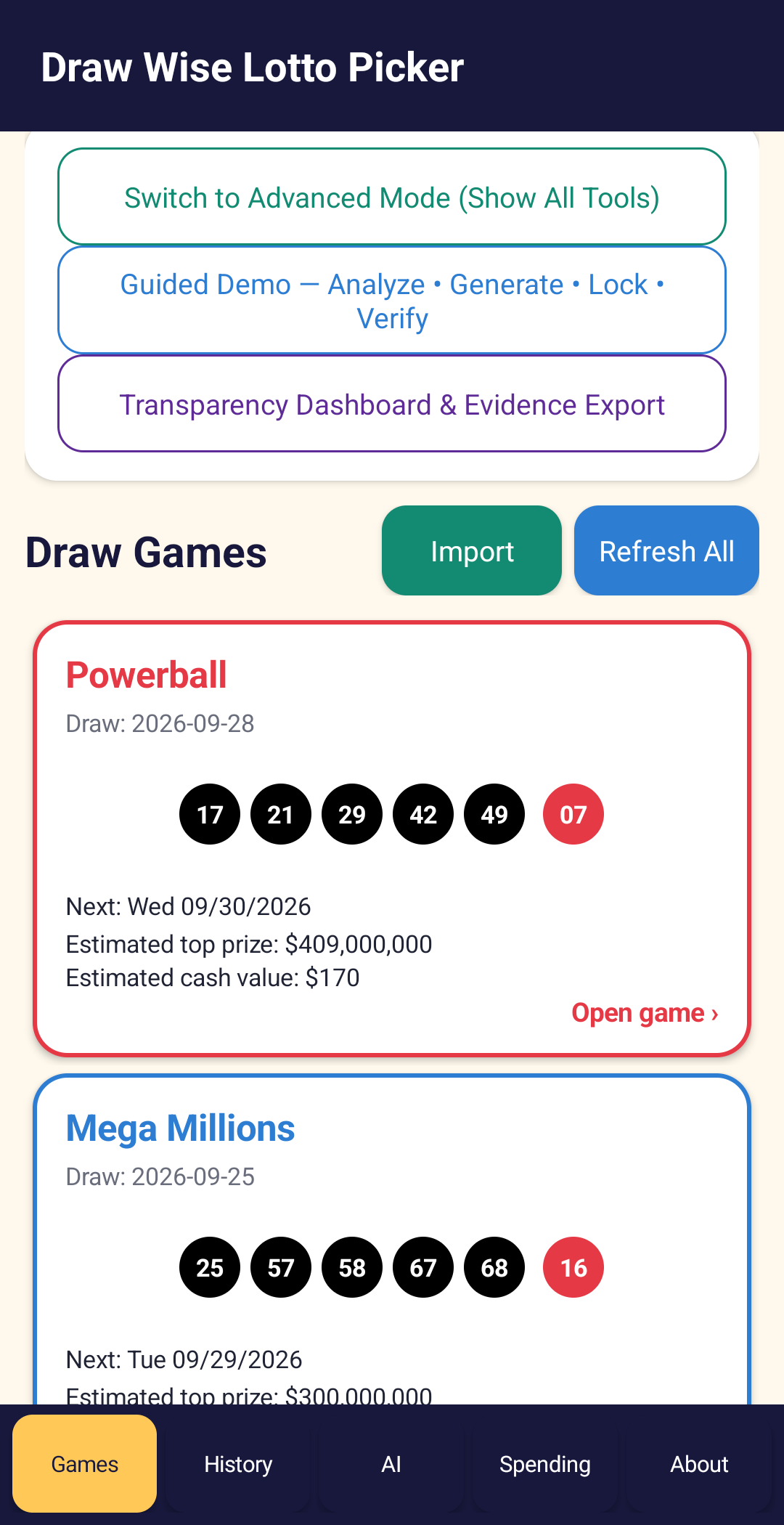 Draw Wise Lotto Picker Android App | Powerball, Mega Millions & AI Lottery Number Analysis preview 3