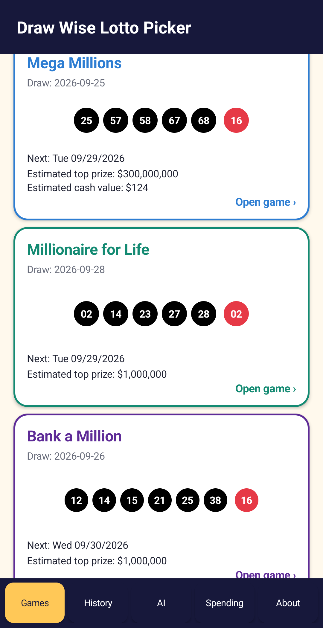 Draw Wise Lotto Picker Android App | Powerball, Mega Millions & AI Lottery Number Analysis preview 4