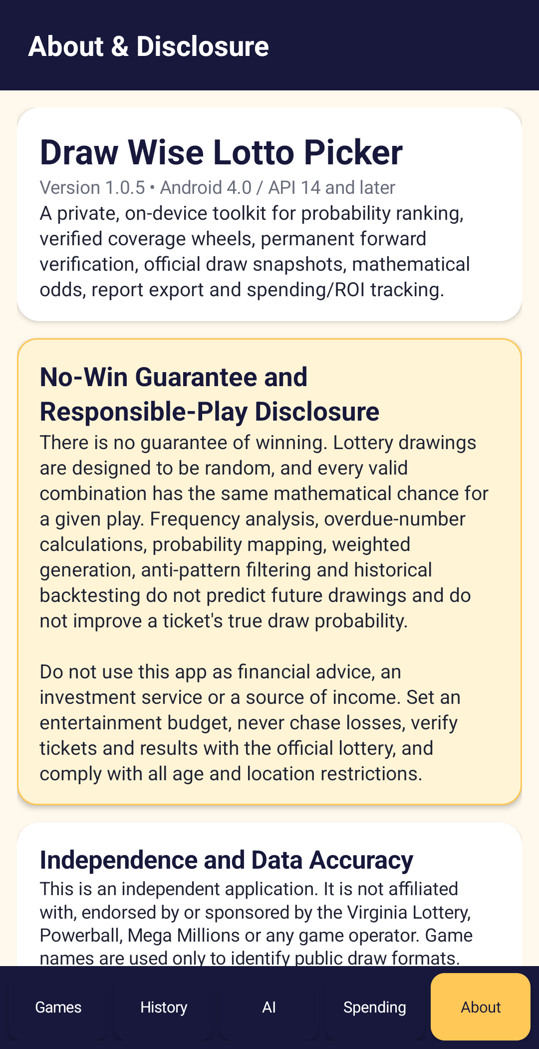 NEW!!! - AI vs Random Challenge Lotto Picker, Powerball, Mega Millions, (Android App), AI Lottery Number Generator & Statistical Analysis preview 10