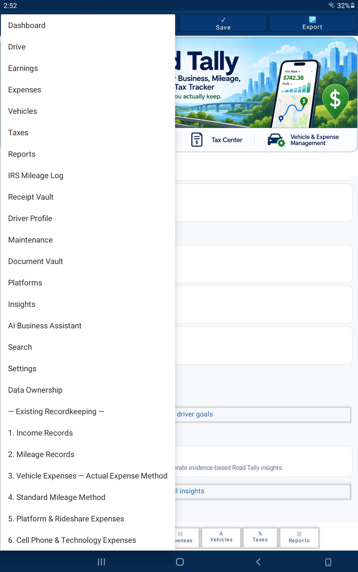 Road Tally 4.0 Android App | Mileage, Expense & Tax Tracker for Rideshare and Gig Drivers preview 6