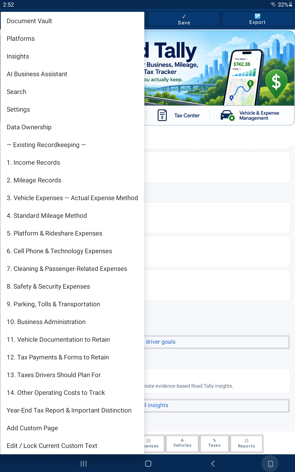 Road Tally 4.0 Android App | Mileage, Expense & Tax Tracker for Rideshare and Gig Drivers preview 7
