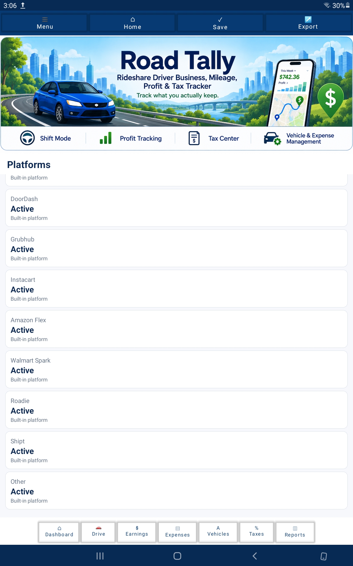 Road Tally 4.0 Android App | Mileage, Expense & Tax Tracker for Rideshare and Gig Drivers preview 9